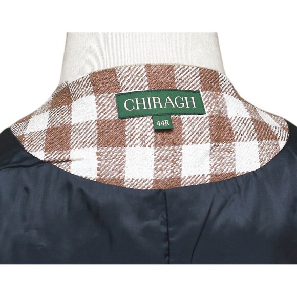 Mens Vest 44R Brown Beige Plaid Check Waistcoat XL Western Casual Preppy Party - Picture 3 of 9